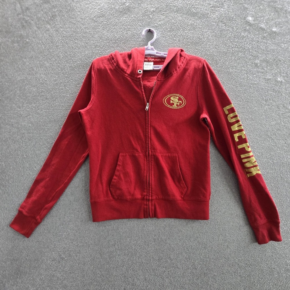 San Francisco 49ers Women Hoodie S Red PINK Victoria's Secret Graphic READ